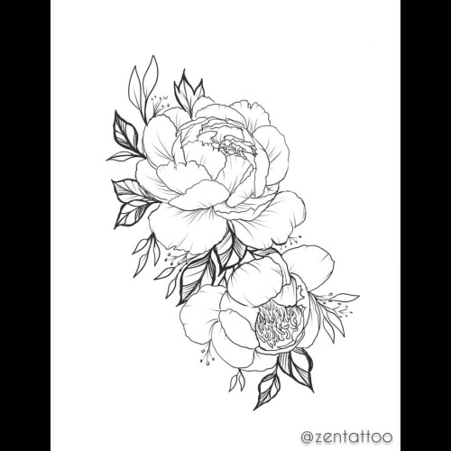 Available design #peonies #tattoo #flash To book an appointment click link in bio! #zentattoo #tatt