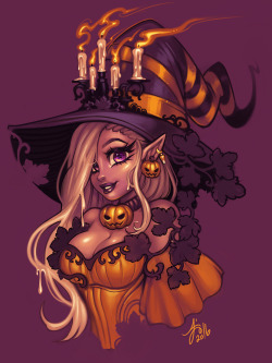 ajamariesart:  Candle Pumpkin witch.  