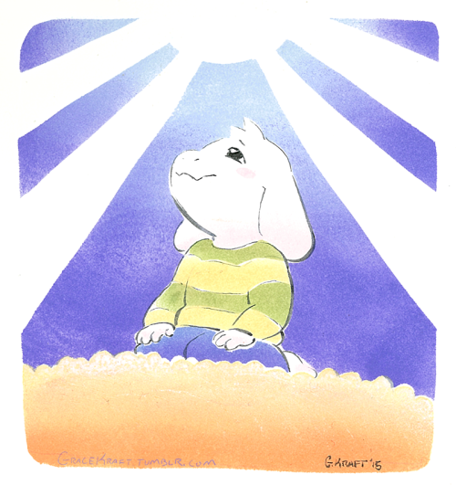 gracekraft:  A small experiment inspired by the ink and stencil works of @spanglesofstardust! Recently finished the true pacifist run and I’m still sad about this precious goat son. 