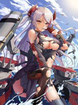 a-titty-ninja:  「Prinz Eugen 大破图」