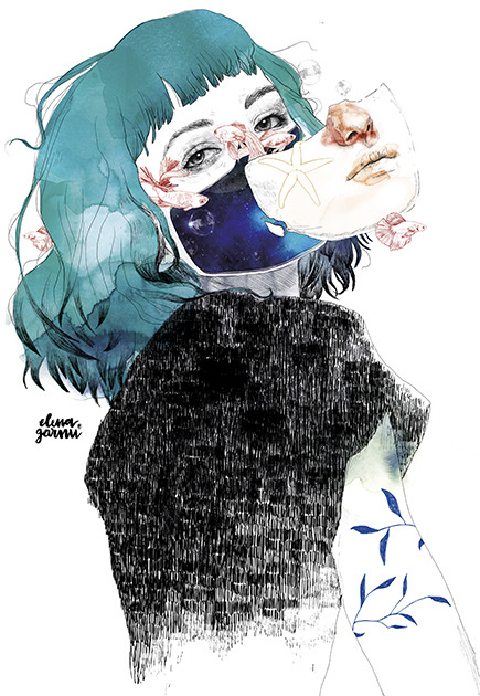 redlipstickresurrected:Elena Garnu (Spanish, based Albacete, Spain) - 1: División Celular I  2: The Revenge   3: Si Me Callas (If You Shut Me Up)   4: División Celular II  5: Mirror  Digital Arts: Drawings