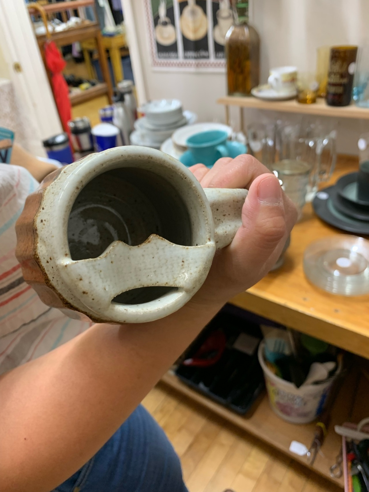 shiftythrifting:The eyeball mug that I got for 50¢ heck YES and the mustache protecting