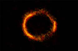 discoverynews:  ALMA Captures Ancient Galaxy’s Near-Perfect Einstein RingThis is one of the finest examples of an Einstein ring spotted to date, but it wasn’t observed by the Hubble Space Telescope, this stunning example of general relativity in action