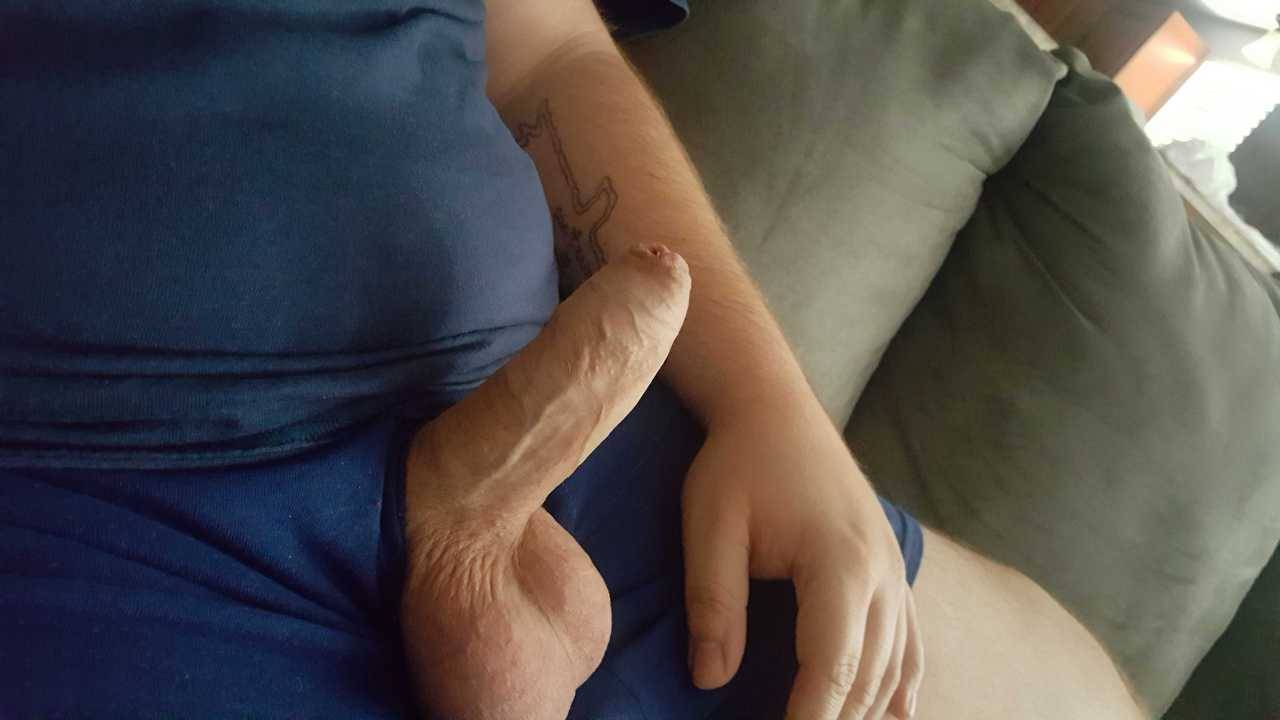 nbtdakid24:  Just hanging out on a lazy Saturday #uncutcock #smoothballs #thickcock