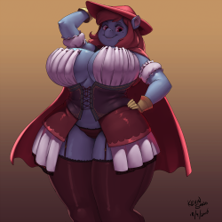woobisboobies:  Ruby in (and out of) her Scarlet O’Mare outfit. Senran Kagura inspired, how else would that top stay up on it’s own?Patreon reward for supporting Kevin Sano. 