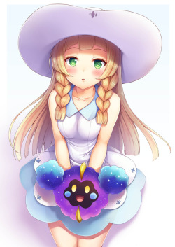 lilliepokemonsunandmoon:  Lillie and Nebby in Pokemon Sun and Moon ❤️ Source: (Pixiv)