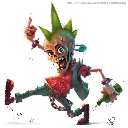 Colour version for this month&rsquo;s #characterdesignchallenge #punk #zombie #cartoon #cintiq #ball