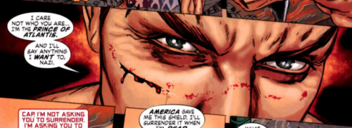 He’s so hot when he’s pissy and slightly beaten up.Avengers/Invaders #2 (2008)