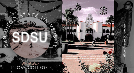 Since being founded in 1897, SDSU has earned its reputation as one of the most prestigious universities in north america. situated in the heart of san deigo with the pacific ocean as its backyard, SDSU is the perfect example of east coast old money funding the iconic southern california lifestyle. rich with history, legend, and home to some of the wildest parties on the west coast (did you hear leo d was spotted at loomis house last weekend?), SDSU has something for everyone.you’ve just touched down in SUNNY SAN DIEGO! welcome to our original character, DISCORD BASED appless roleplay that focuses on the juniors and seniors at SDSU (san diego state university) click HERE and come check us out today!! #college rp#appless rp#oc rp#discord rp
