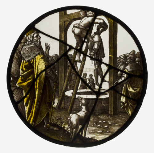 met-cloisters:Roundel with the Hanging of Haman by Jan Swart van Groningen by The CloistersMedium: C