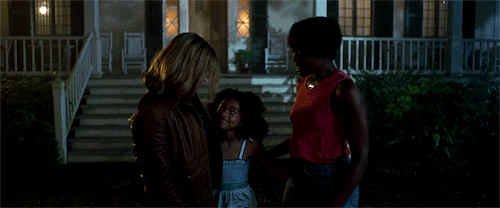 captainpoe:Carol says goodbye to her wife Maria and child Monica.