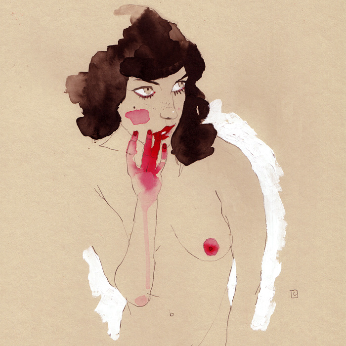 malafem-blog:   Amazing paintings by Conrad Roset all inspired by my images!  Model :