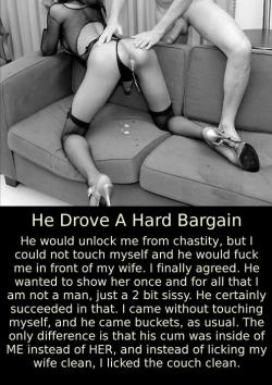websissy:  Sissies, be careful what you ask for. This is what could happen if your Mistress gives your key to her boyfriend. Complete degradation and humiliation in front of your wife. If she still retained any shred of respect for you after caging and
