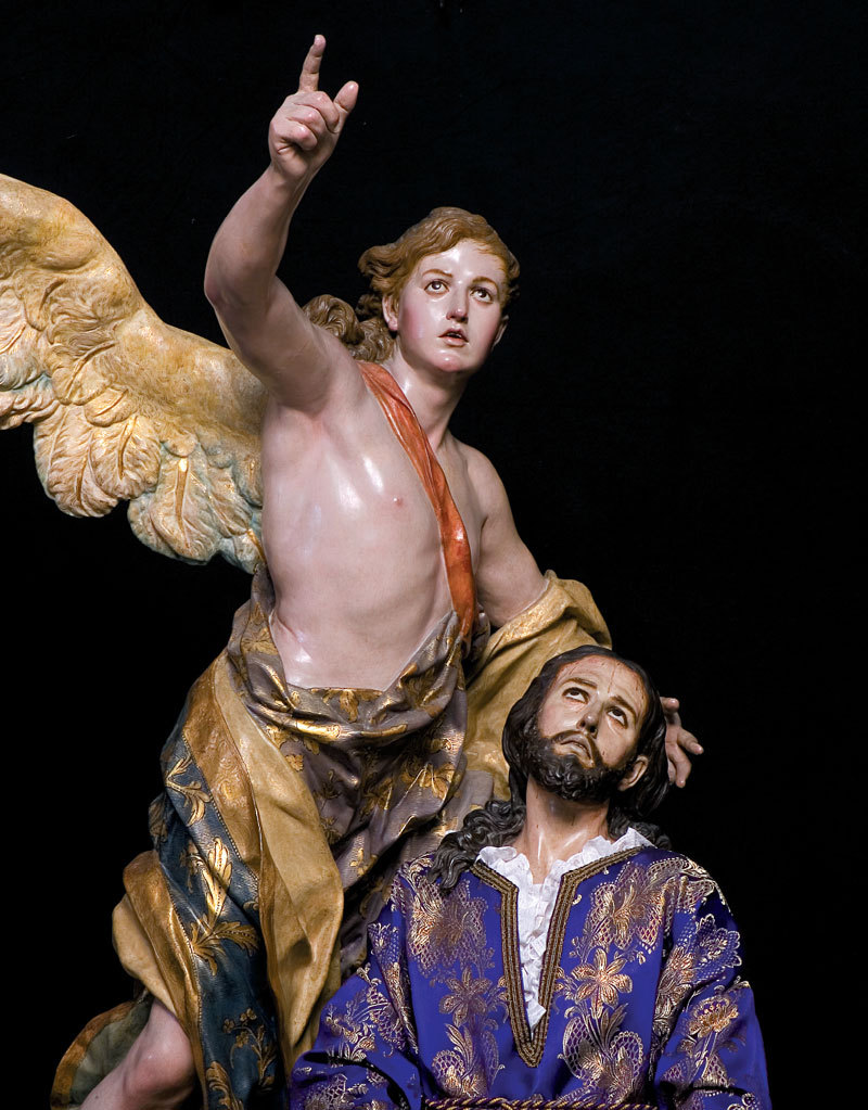 stonemen:  Francisco Salzillo. Jesus and angel at Getsemani. Painted wood.1754. Murcia.
