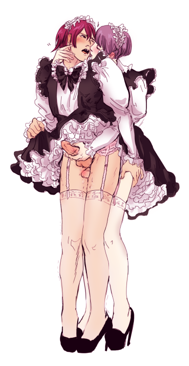 dazexxx:  lingpingpoop:  :^) thank you for the lovely request ono i hope you like this!!! nitorin in maid outfits!!1  Praise both of you for this beautiful creation 