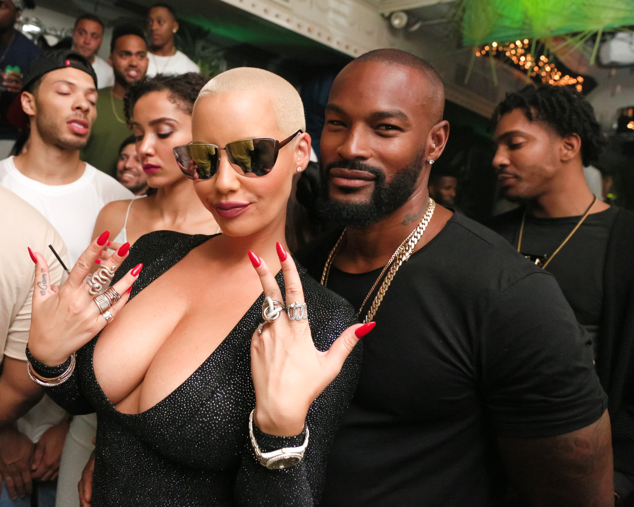 celebritiesofcolor:  Amber Rose and Tyson Beckford at Rihanna’s VMA After party