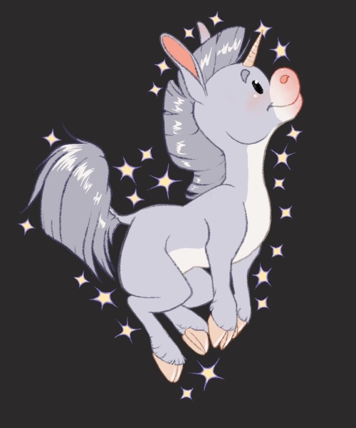  I drew a cute little donkeycorn!!   Available  on stickers  and other mech  on my red bubble https: