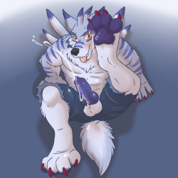 thedigimonbedroom: Weregarurumon 5/5 [Stream Commission - TF] by aggro_badger  