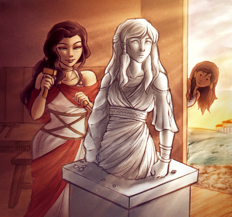 3rd place poll winner: korrasami ancient greece au! korra discovers that her sculptor