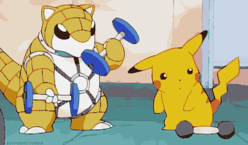 raidinglife:  nevskygirl:  Workin’ on my fitness… Pokemon gym, geddit?   This made me giggle!