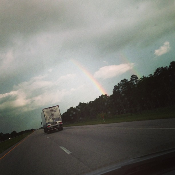 Double rainbow ðŸŒ…ðŸŒˆ #pretty #roadtrip #rainbow #bipolarflorida #sunny