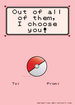 deviantart:  Just in time for our Valentine Art Exchange! Valentine sending will start on Wednesday. Don’t forget to submit yours. maddizzlee:  Pokeball Valentines by dareatlas  