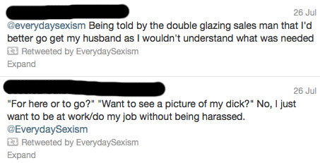 batlock:  ctrayn:  ftzgerald:  A few retweets from the Everyday Sexism twitter page,
