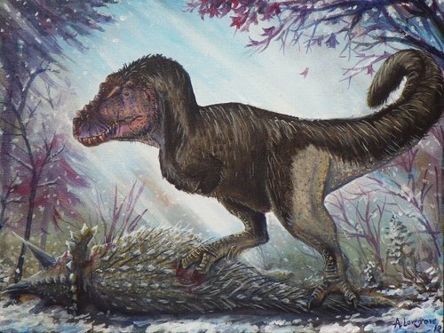 Dino Art] What the preggers T-rex may have looked like. What's the  consensus on proto-feathers? : r/Dinosaurs