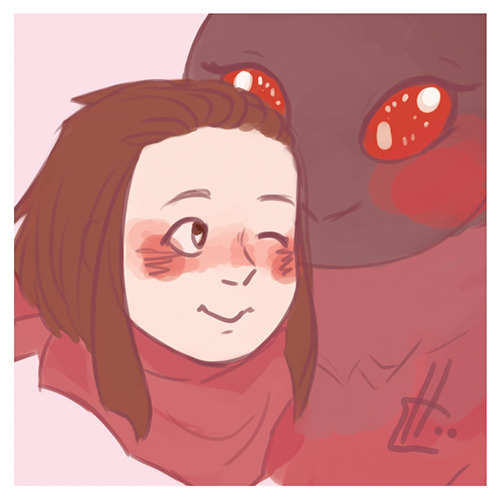 hiddencarpet: fanart of @octowillow and her wife MothwomanThey are so sweet together that i couldn&r