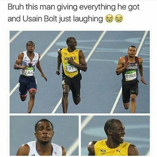 it be like that sometimes #UsainBolt #olympics2016 #rio #Jamaica #bolt #trackandfield #lightning #sk