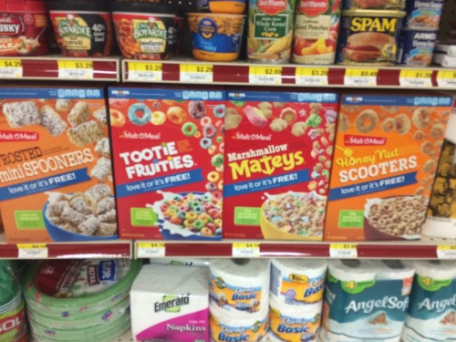 jackaloper:thethespacecoyote:I found these off-brand cereals and they all sound like weird euphemism