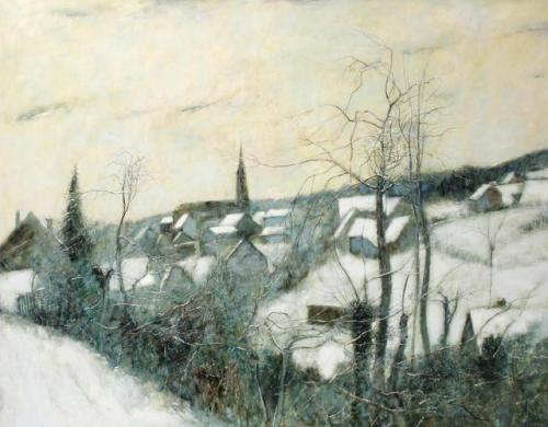 Bernard Gantner (b.1928) - Snow on Giromagny. 1978. Oil on canvas.