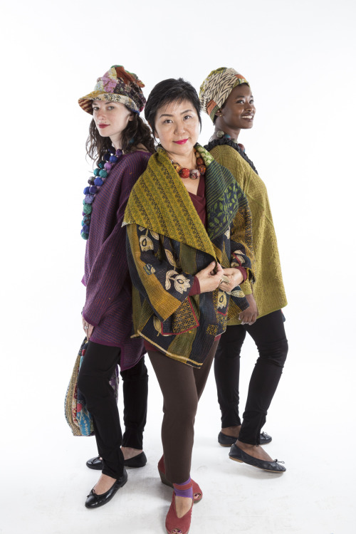 Mieko Mintz signature collection of jackets is produced from a dizzying array of vintage sari kantha