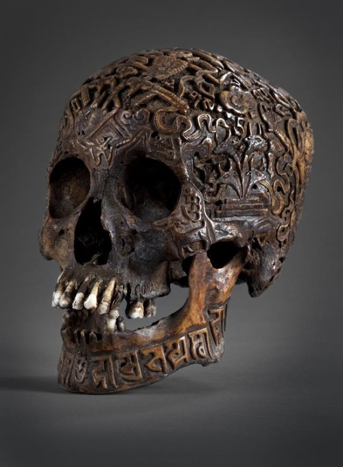 Porn photo Antique carved Tibetan skull