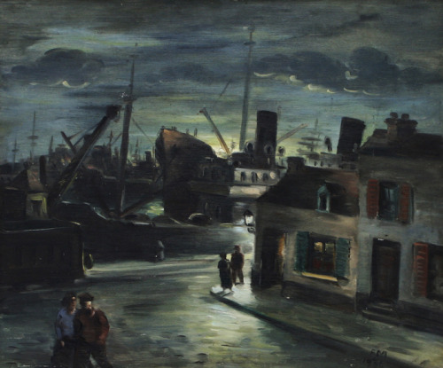 Harbour City  -  Frans Masereel,  1928Belgian 1889 - 1972oil on canvas, 38.25 X 51.37 in (97.16 X 13