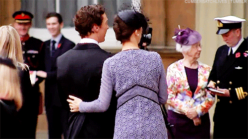 cumberbatchlives:   Benedict, his wife Sophie and his father, at the Buckingham Palace where he rece