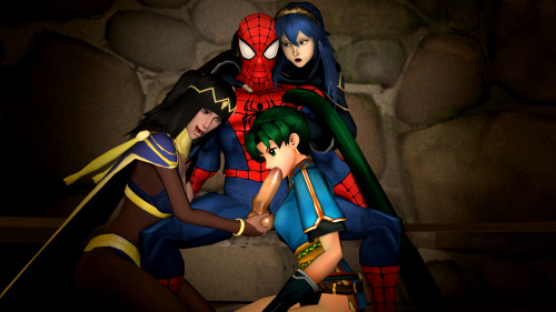 Spider-Man, with Lucina Lynn and Tharja
