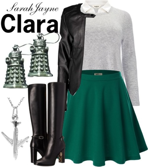 Clara Oswald Inspired Look by solstice-sarahjayne featuring a skater skirtStudio 8 long sleeve sweat