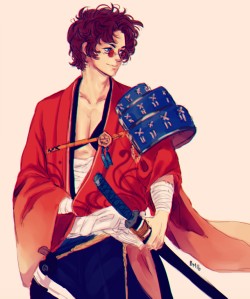 rivertem:  sketch of Sakamoto in Mutsunokami’s (Touken Ranbu) clothes 