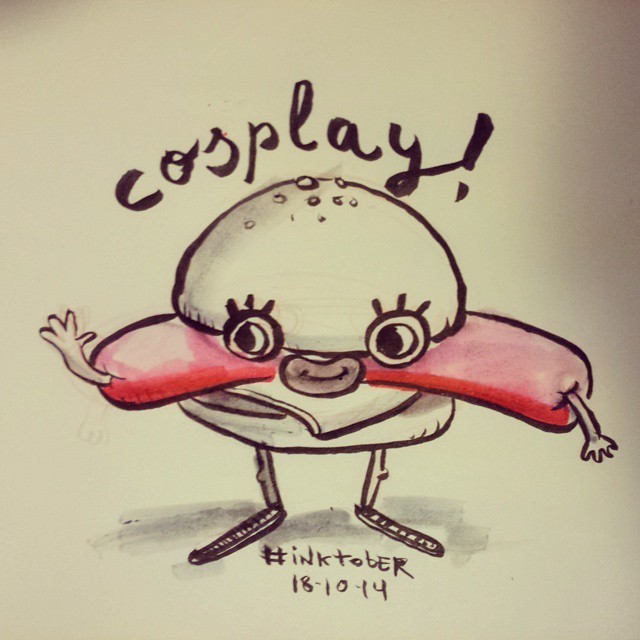 Cosplay!! A saussage dressed as as burger. The world is getting crazy!!!
#drawing #inktober #pentelbrush