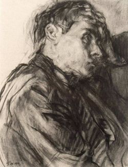 thunderstruck9:  Sam Dillemans (Belgian, b. 1965), Portrait de jeune garçon [Portrait of a young man]. Charcoal on paper, 31 x 24 cm