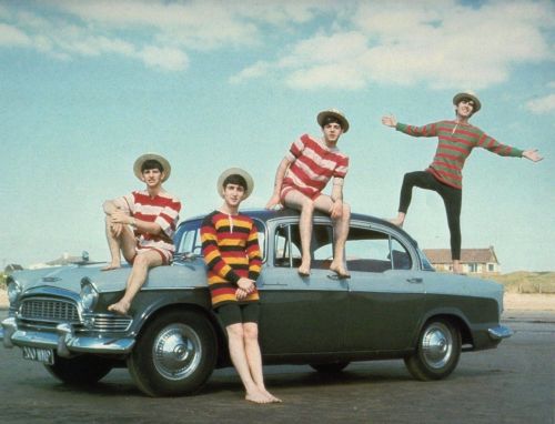 Above: The Beatles wearing Edwardian bathing suits in Weston-Super-Mare (Dezo Hoffman, 1963), Inbetw