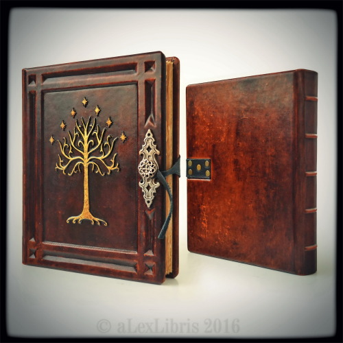 alexlibris-bookart:Tree of Gondor…Blank book is in 8 x 10 inches size, thickness around 2 inches and