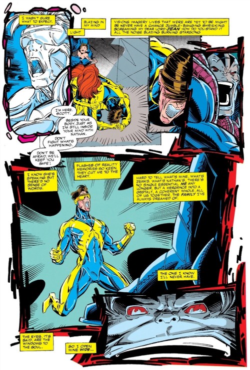 Oooook… Apocalypse basically breaks apart like tinfoil when Cyclops shoots him now. Seems legit! I’m