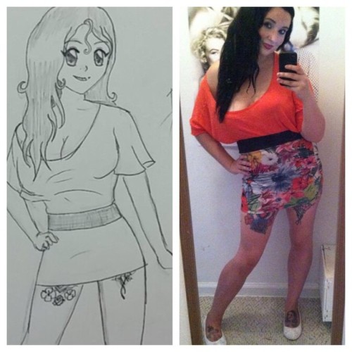 @kayin2000 sent me the cutest drawing of me. I wish I had those boobs. 🏀🏀 #anime #art #drawing #tattooedanime