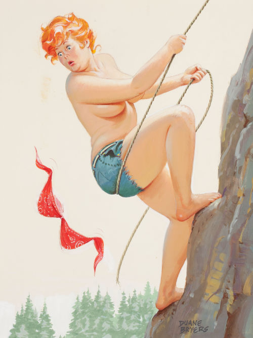 msbehavoyeur: DUANE BRYERS (American, 1911-2012)Hilda Rock Climbing, hardware calendar illustra