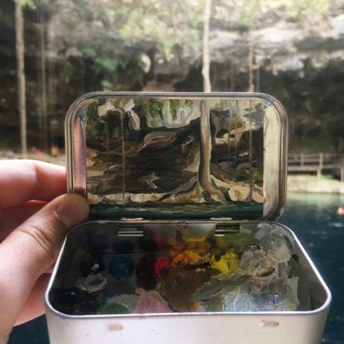 archatlas:  Miniature Landscapes by Heidi Annalise      Heidi Annalise is the Colorado-based artist behind these 2x3-inch tiny oil painting, joyfully created on site amidst mosquitos, blistering heat, and frigid winds! Each painting captures a unique