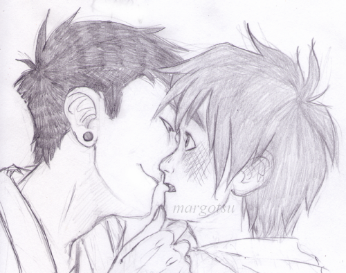 margotsu-draws:  “Grow up and then I will think about kissing you”I bet, Kyle said.The Stars are not in position for this tribute.Not today Hiro.Kyle can’t do it.
