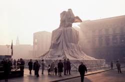 free-parking:  Christo and Jeanne-Claude, Wrapped Monument to Vittorio Emanuele II, Piazza del Duomo, Milano, Italy, 1970  