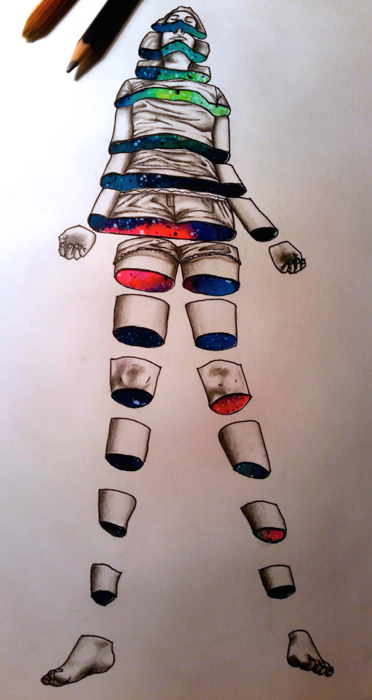 beastly-art:In pieces. Mixed media on paper.I just love the shit out of this